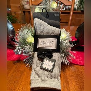 Badgley Mischka Luxury Cashmere Crew Socks Bundle Christmas Giftable in Gray